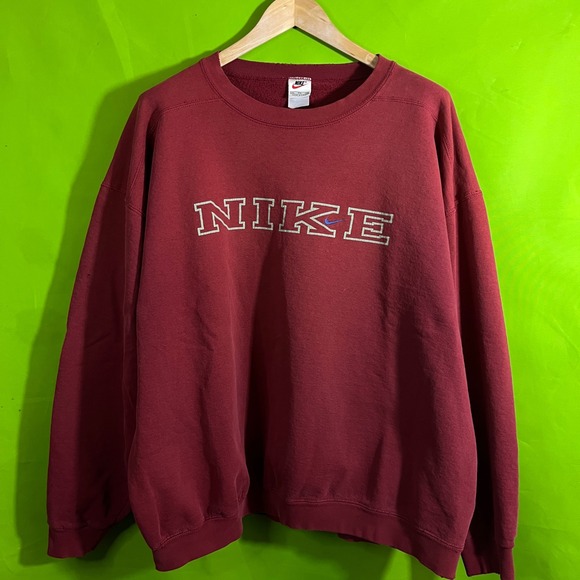 Nike Other - Vintage Nike Crewneck Sweatshirt XXL Maroon Red Embroidered Made in USA 90s Mens